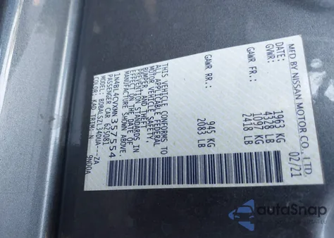 2021 Nissan Altima Sr Fwd z USA, uszkodzony, nr VIN 1N4BL4CVXMN357554